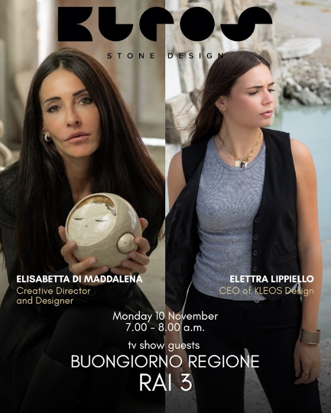 KLEOS Stone Design — TV appearance on Buongiorno Regione (RAI 3)