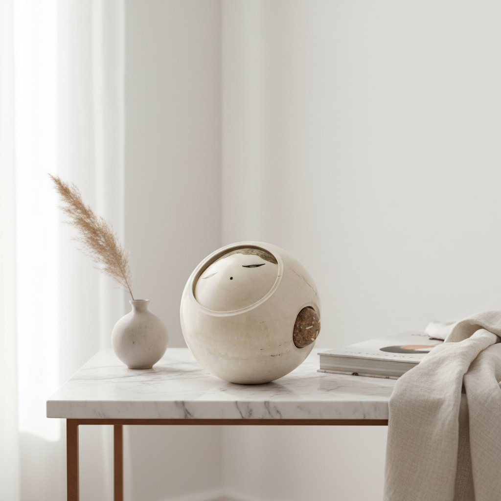 Kokeshi sferica in contesto casa